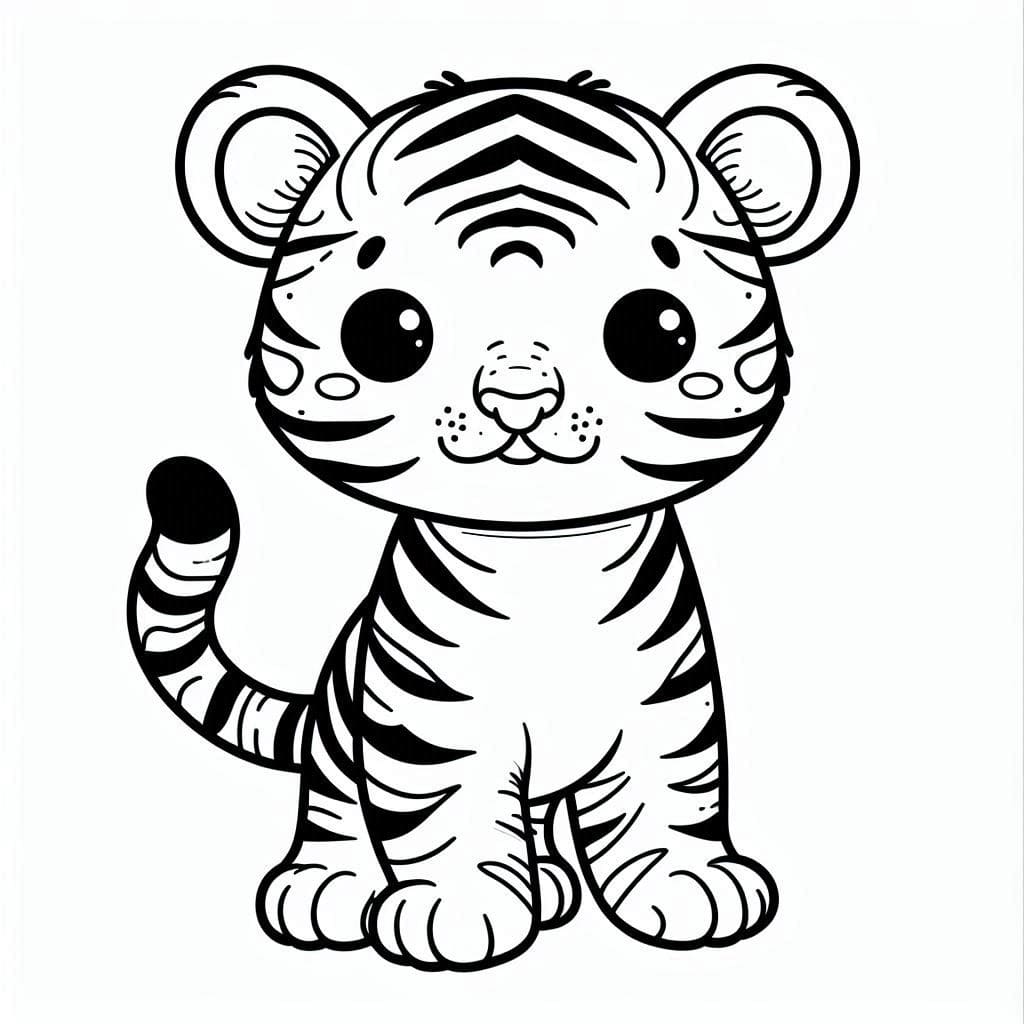 Desenho deUm Filhote de Tigre Fofo para colorir