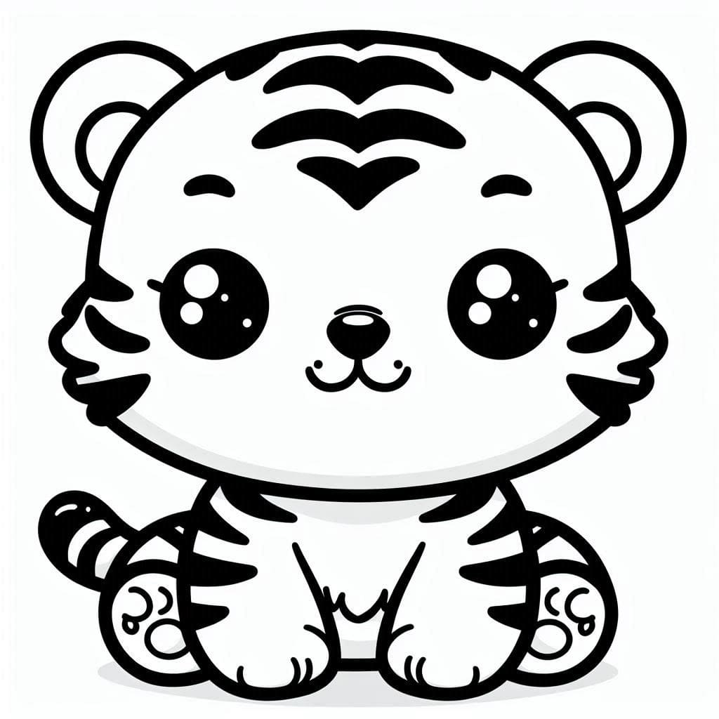 Desenho deUm Filhote de Tigre Kawaii para colorir