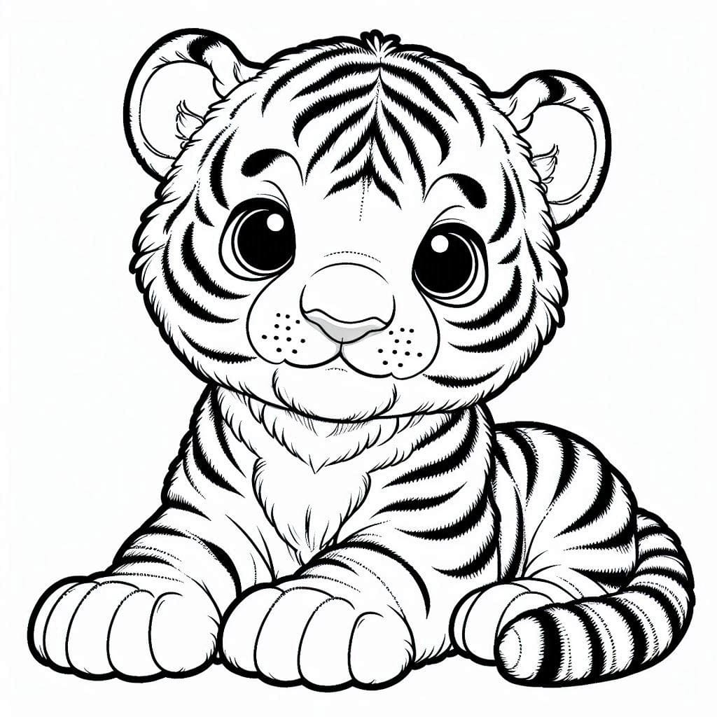 Desenho deUm Filhote de Tigre Muito Fofo para colorir