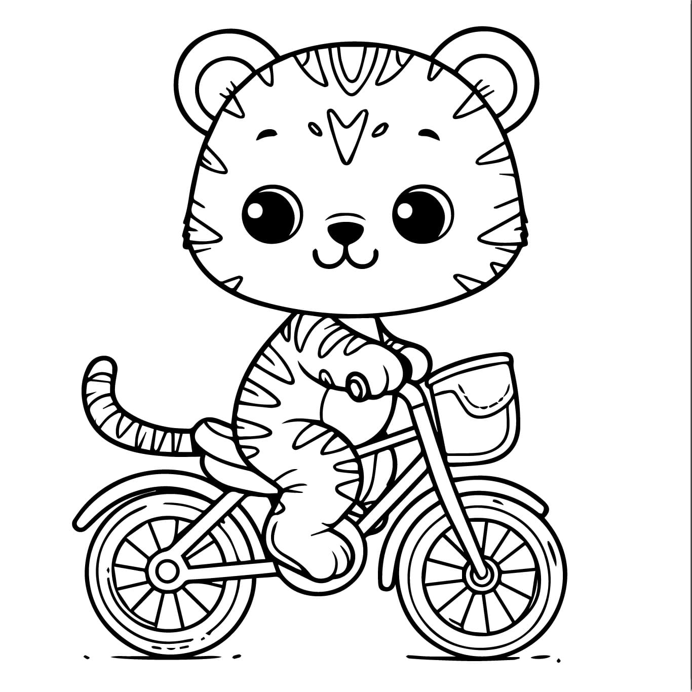 Desenho deUm Filhote de Tigre em Uma Bicicleta para colorir