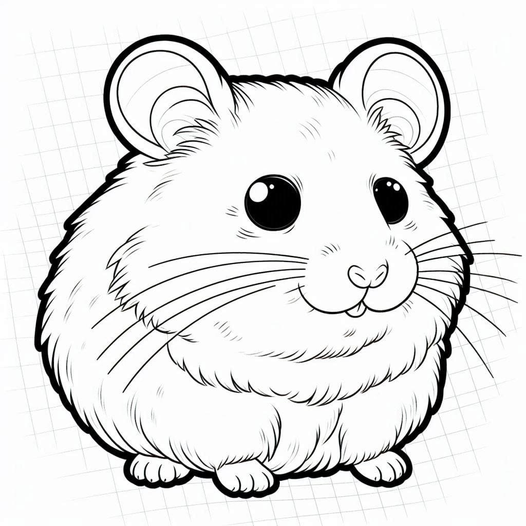 Desenho deUm Hamster Muito Fofo para colorir