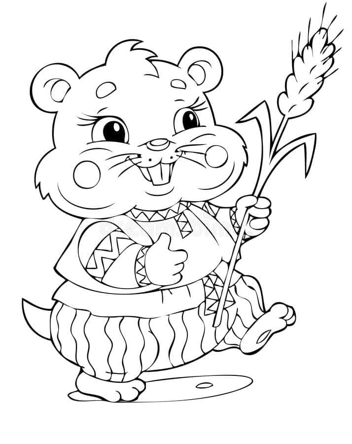 Desenho de Um Hamster de Desenho Animado para colorir