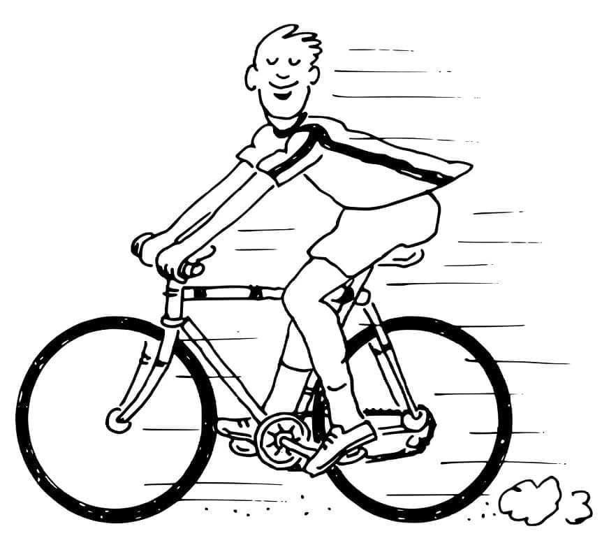 Desenho deUm Homem Anda de Bicicleta para colorir