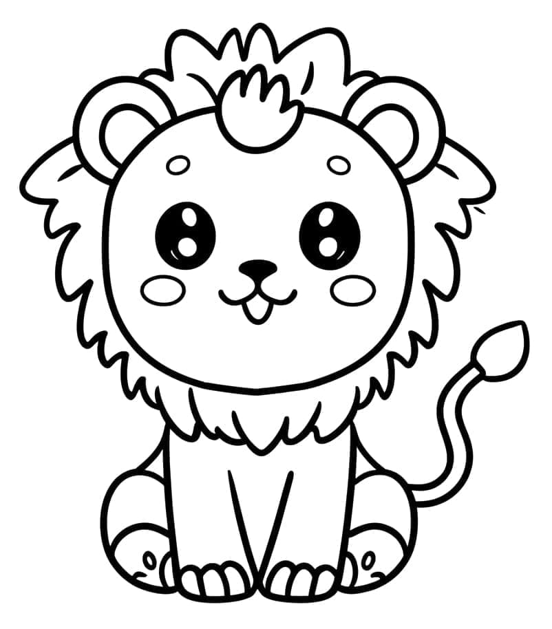 Desenho deUm Leão Kawaii para colorir