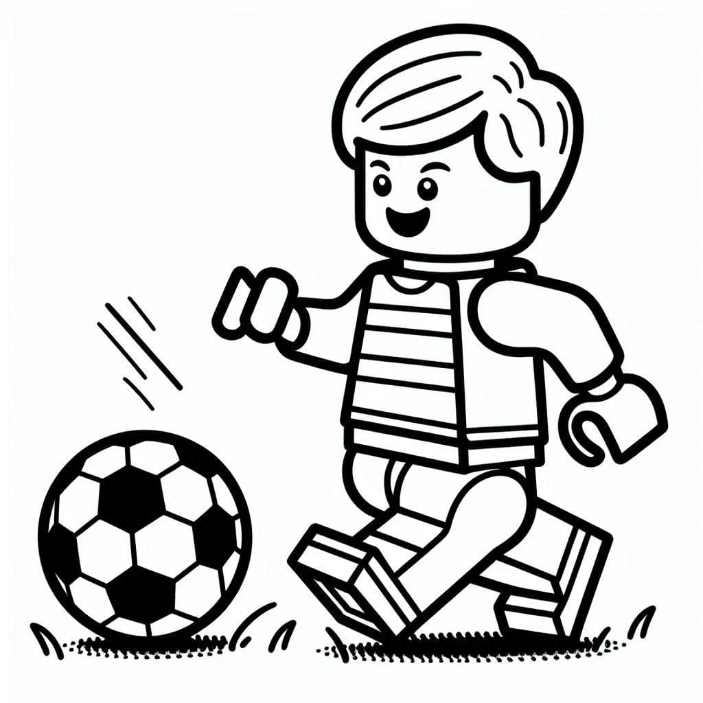 Desenho de Um Lego Joga Futebol para colorir