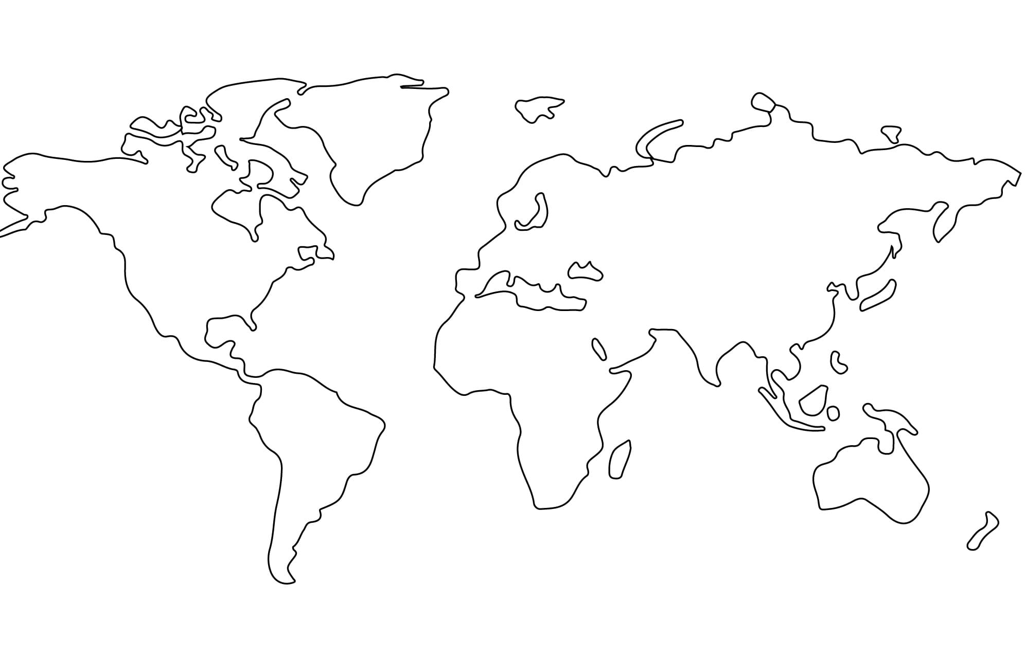 Desenho deUm Mapa Mundi Simples para colorir