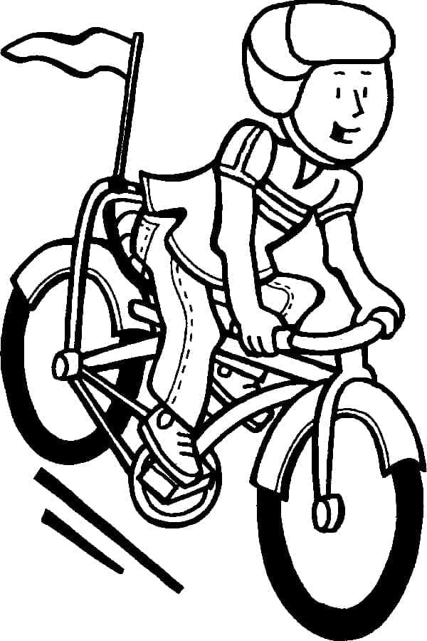 Desenho deUm Menino Anda de Bicicleta para colorir