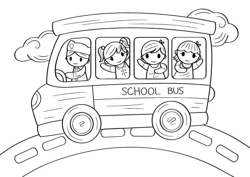 Desenho deUm Ônibus Escolar Fofo para colorir