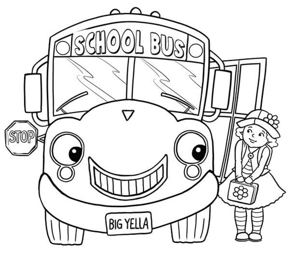 Desenho deUm Ônibus Escolar de Desenho Animado para colorir