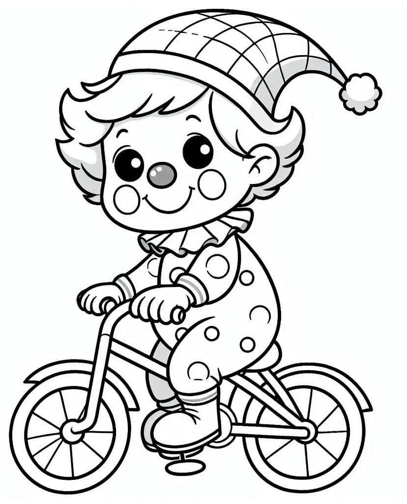 Desenho deUm Palhacinho na Bicicleta para colorir