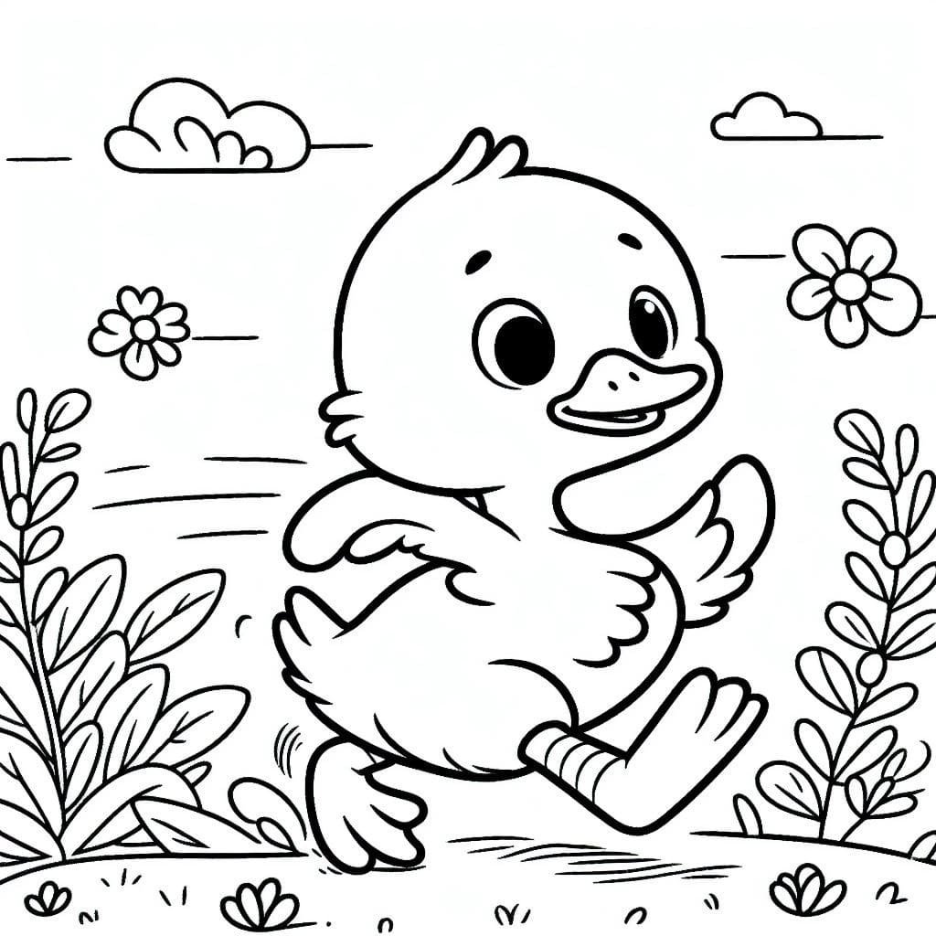 Desenho deUm Pato está Correndo para colorir