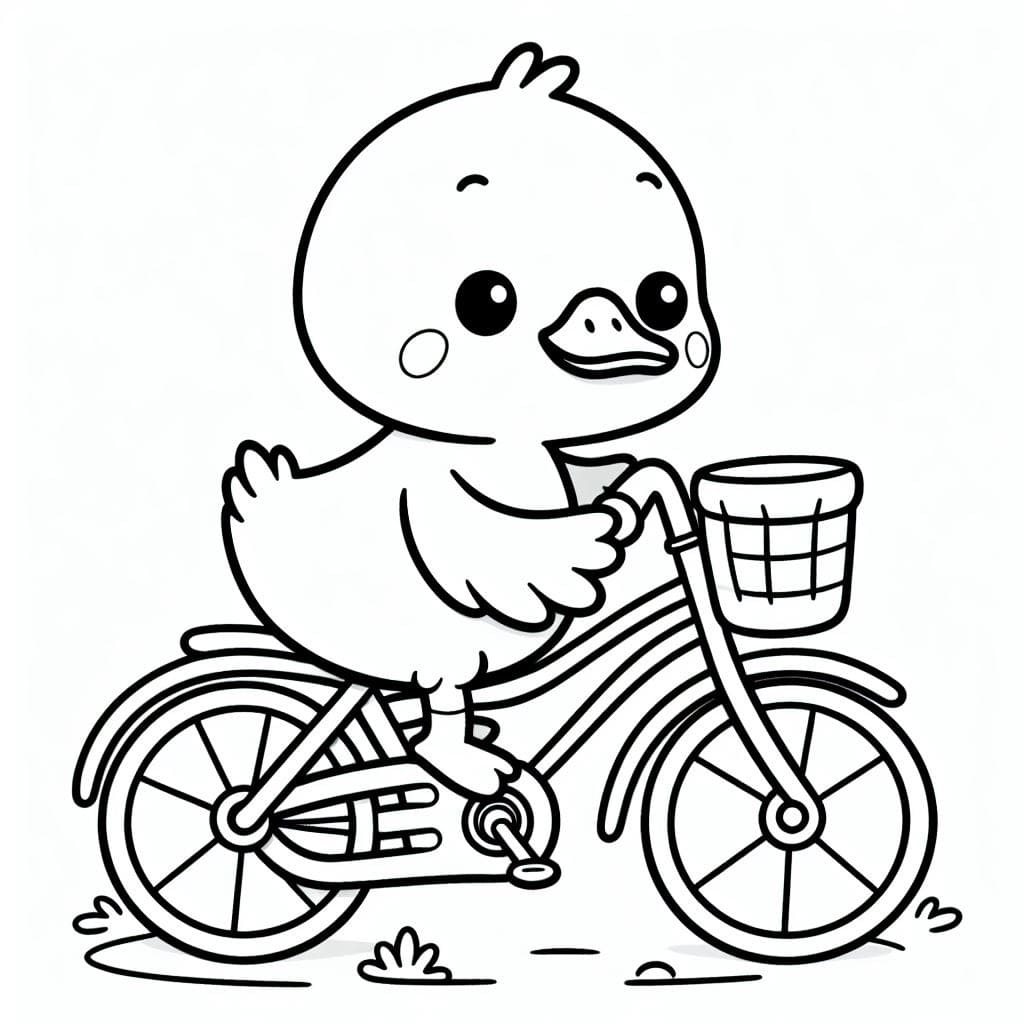 Desenho deUm Pato na Bicicleta para colorir