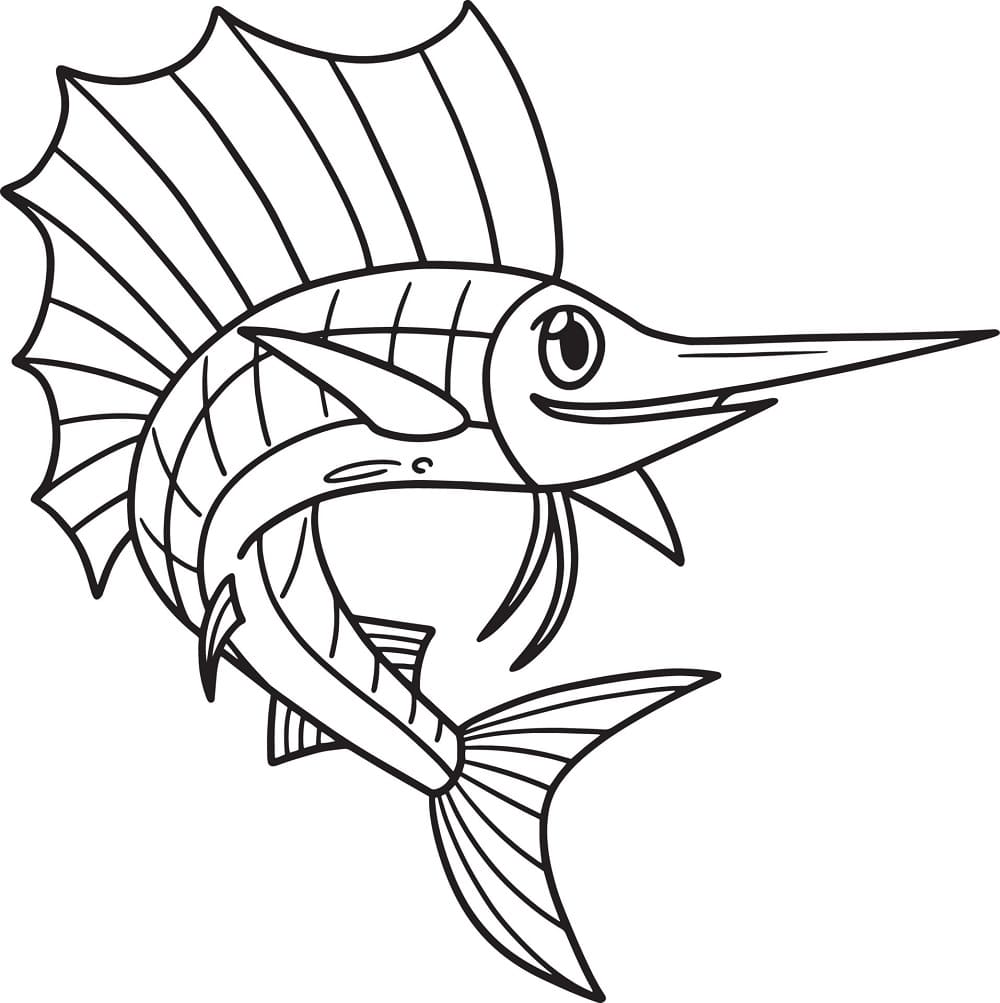 Desenho deUm Peixe Marlin Feliz para colorir