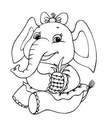 Desenho deUm Pequeno Elefante para colorir