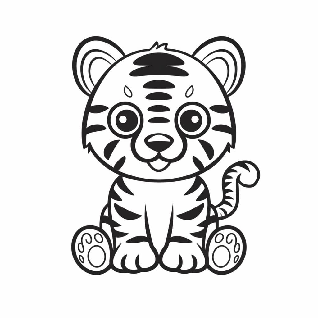 Desenho deUm Pequeno Filhote de Tigre para colorir