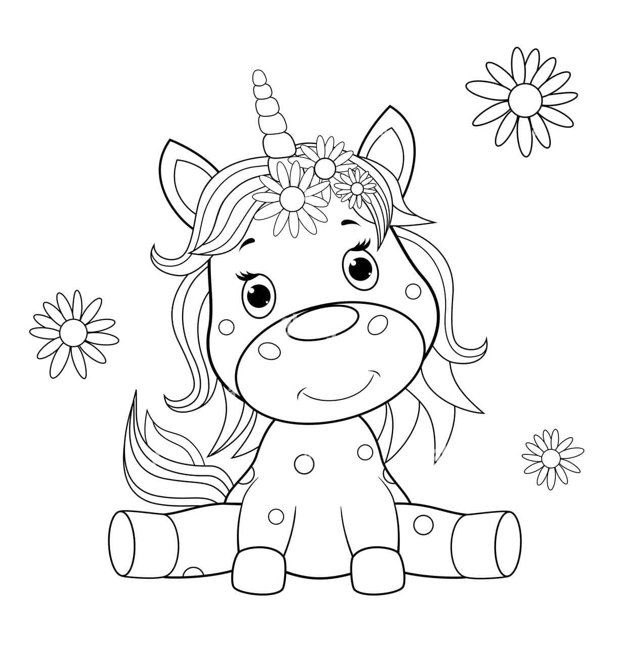 Desenho deUm Pequeno Unicornio Bebe para colorir