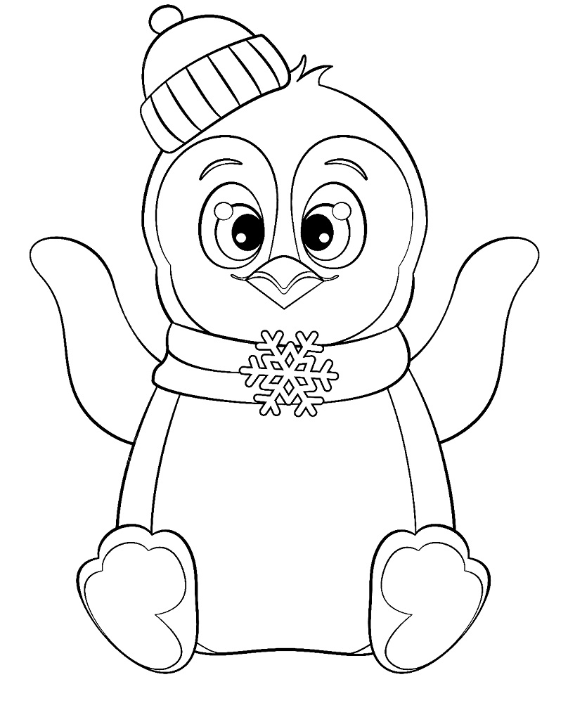 Desenho deUm Pinguim Muito Feliz para colorir