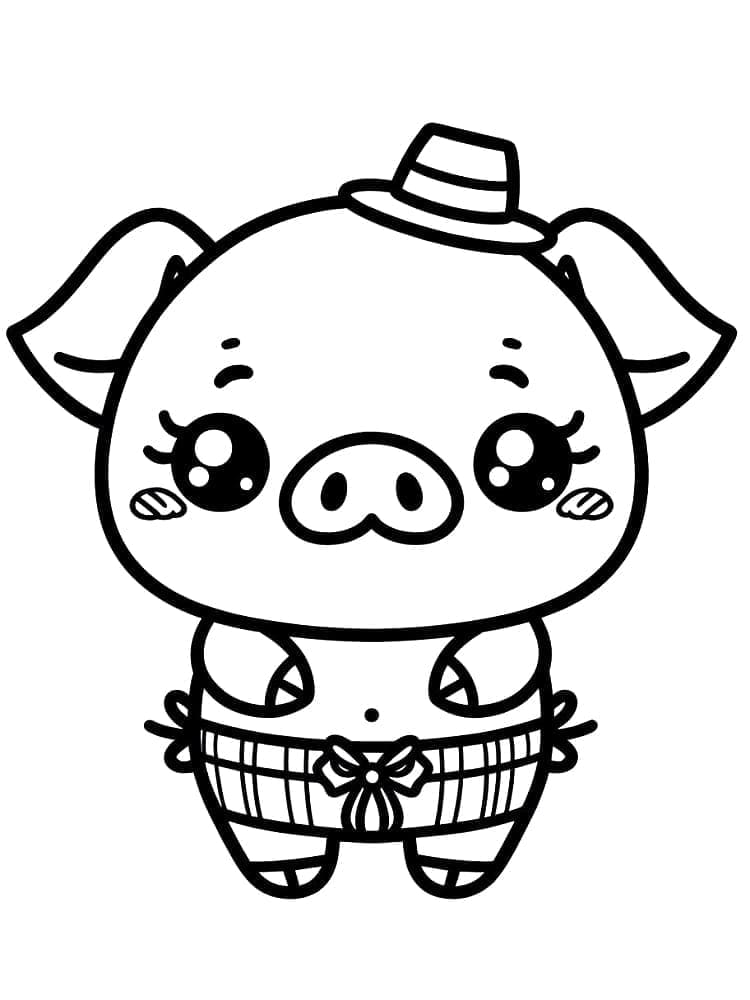 Desenho deUm Porco Kawaii para colorir