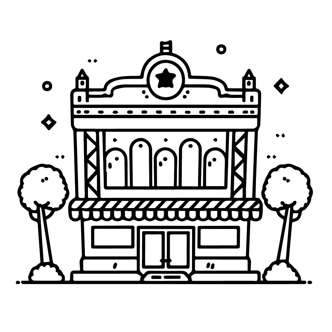 Desenho deUm Prédio de Teatro para colorir