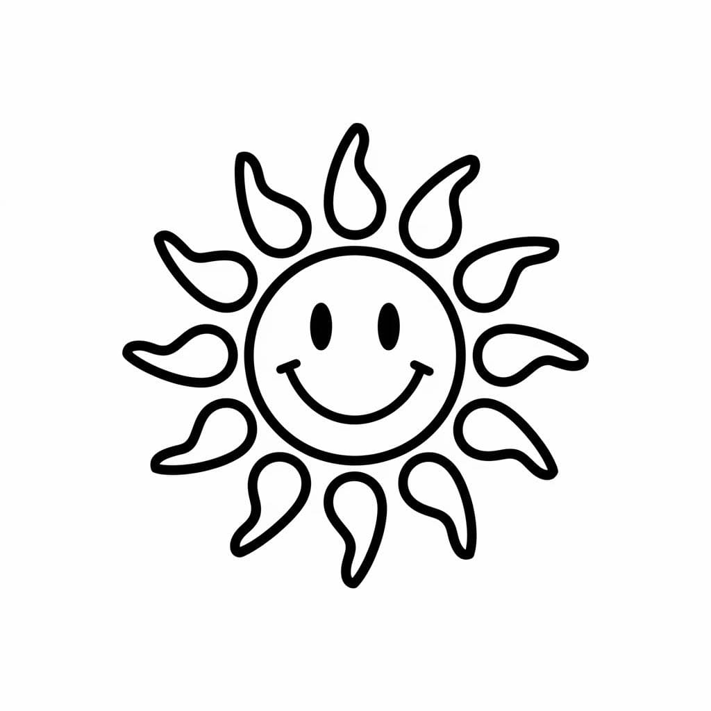 Desenho de Um Sol Sorridente para colorir