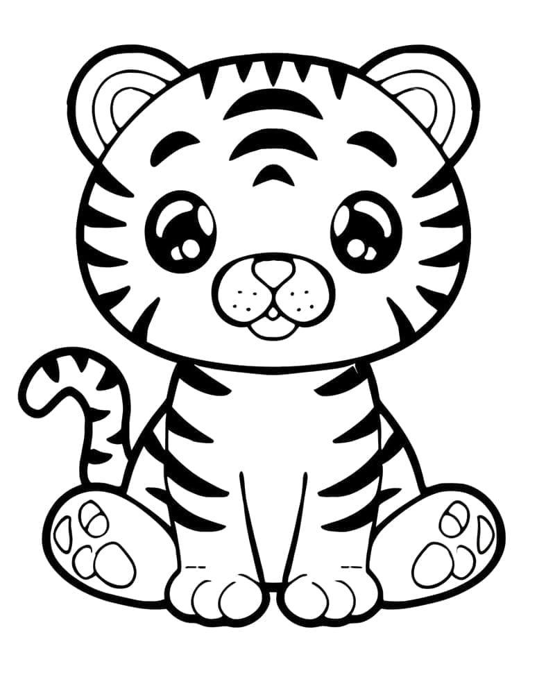 Desenho deUm Tigre Kawaii para colorir