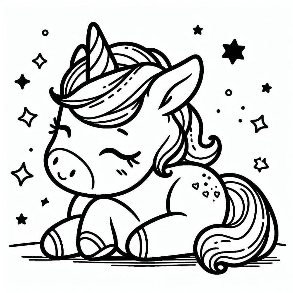 Desenho deUm Unicornio Bebe Adorável para colorir