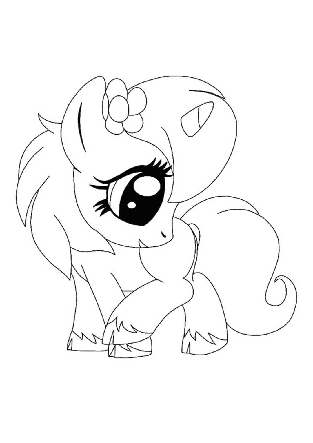 Desenho deUm Unicornio Bebe Alegre para colorir