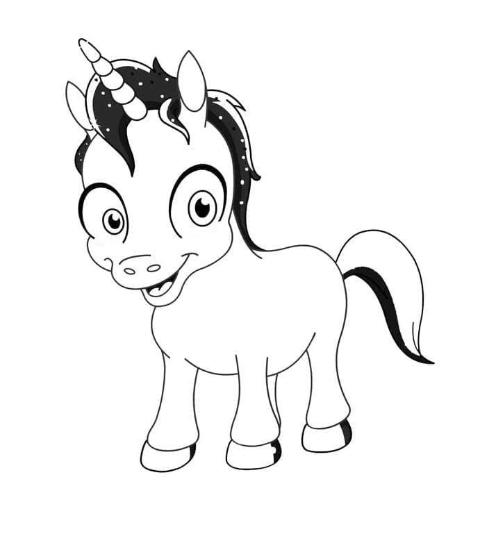 Desenho deUm Unicornio Bebe Animado para colorir