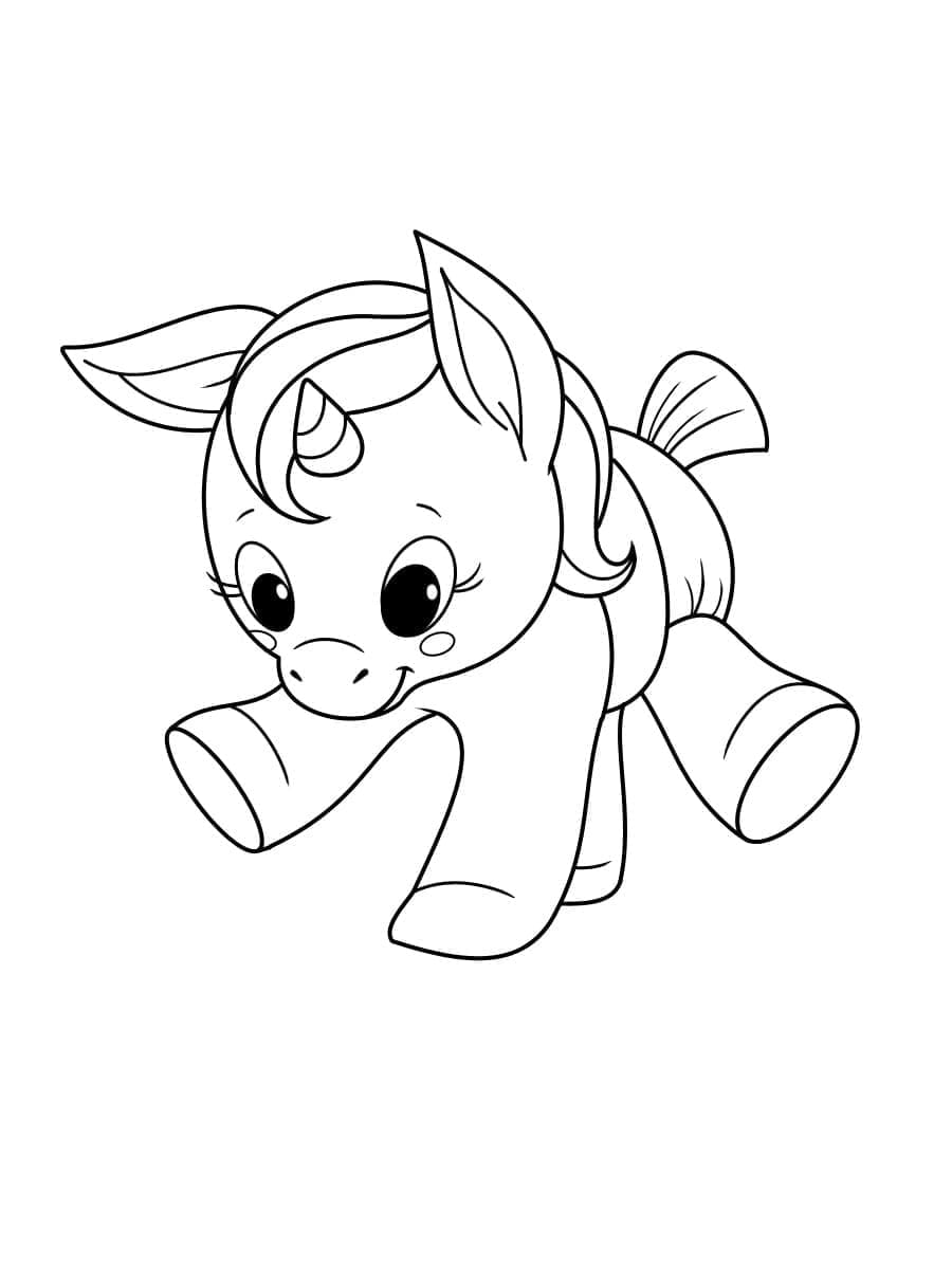 Desenho deUm Unicornio Bebe Brincalhão para colorir