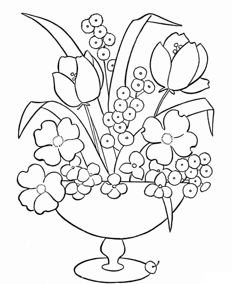 Desenho deUm Vaso de Flores Básico para colorir