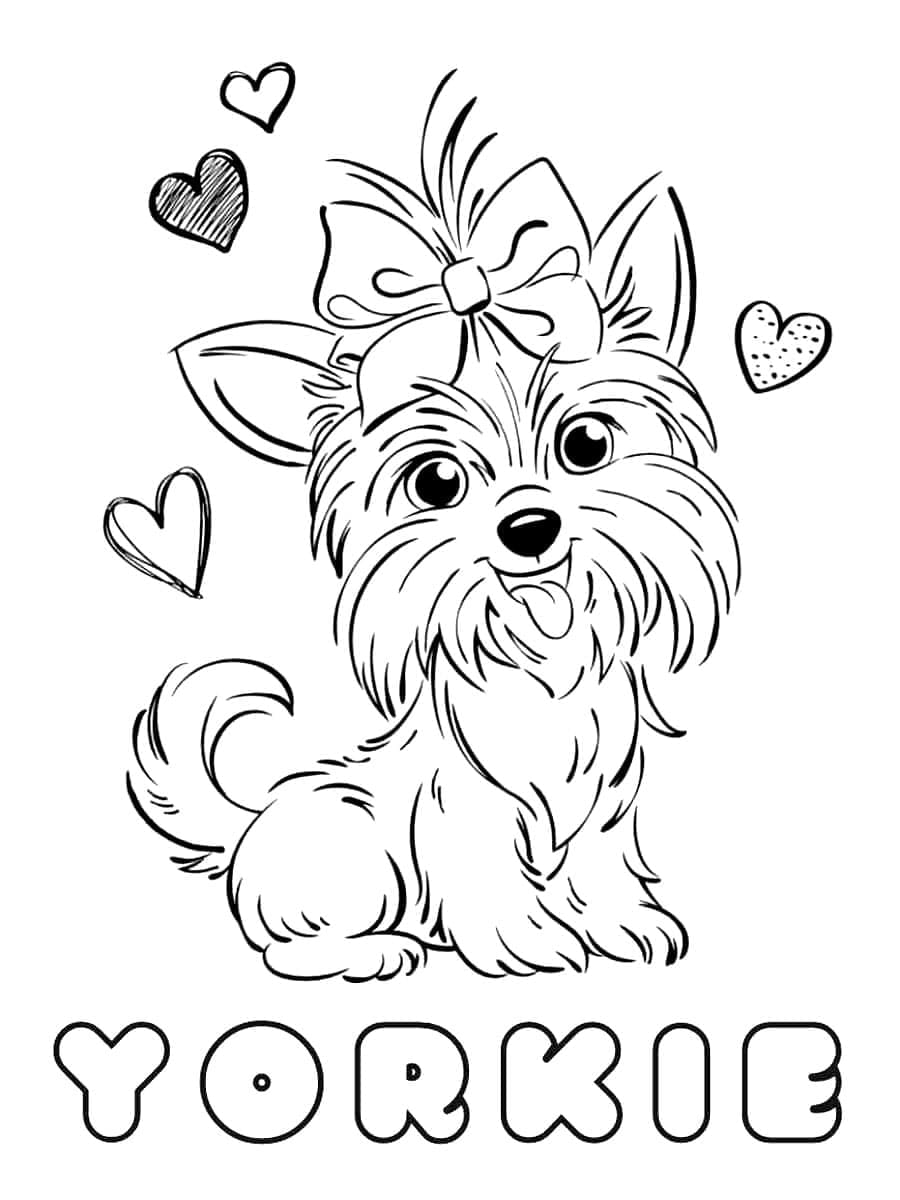 Desenho deUm Yorkshire Terrier Animado para colorir