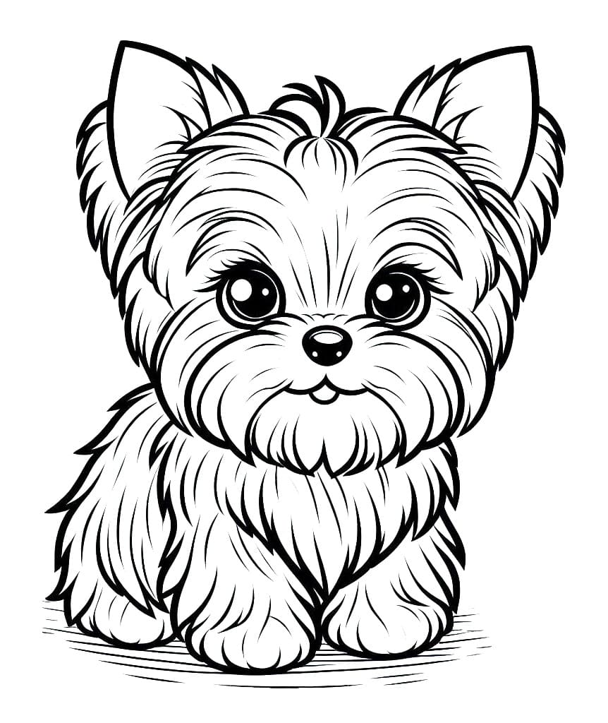 Desenho deUm Yorkshire Terrier Fofo para colorir