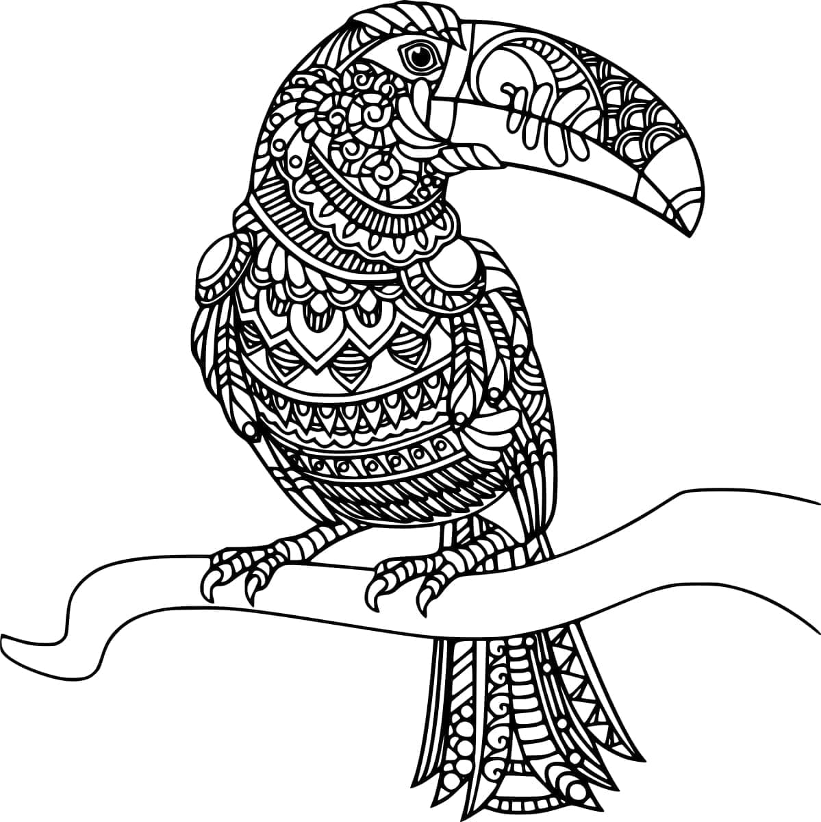 Desenho deUm Zentangle Tucano para colorir