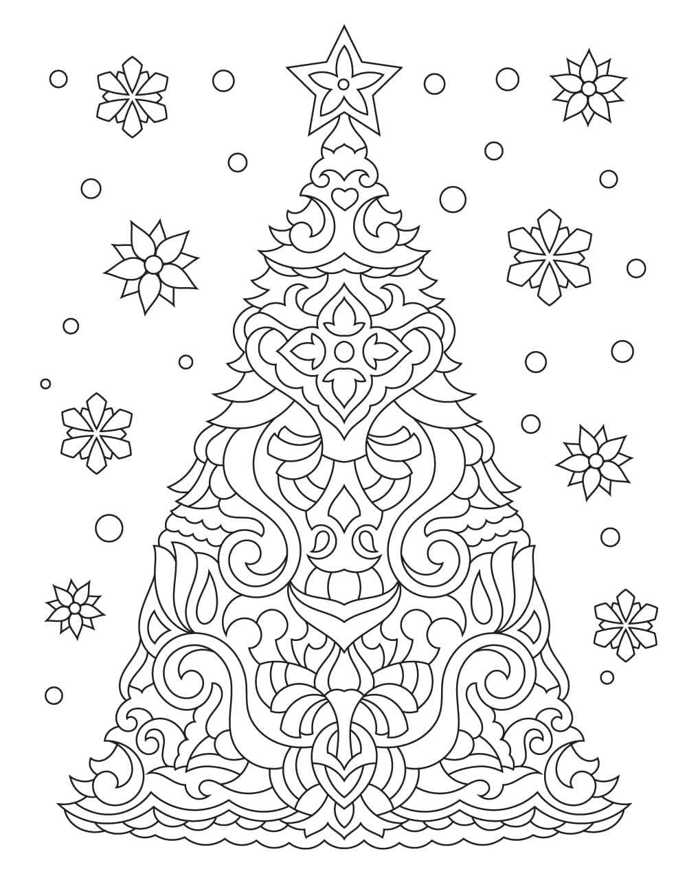 Desenho deUma Árvore de Natal Muito Bonita para colorir