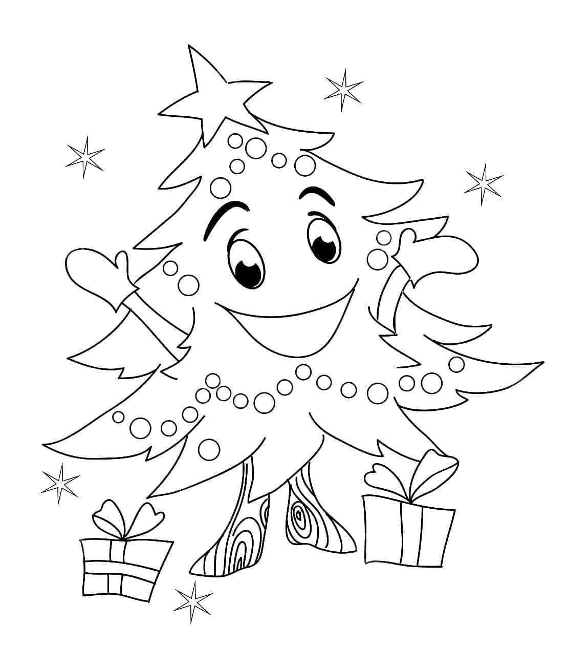 Desenho deUma Árvore de Natal Muito Fofa para colorir