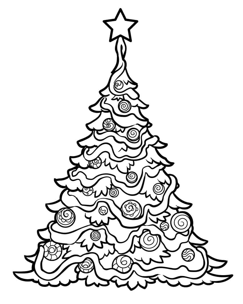 Desenho deUma Árvore de Natal Muito Linda para colorir