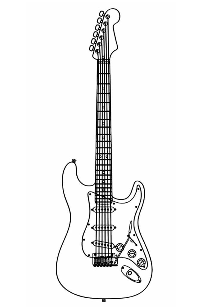 Desenho deUma Bela Guitarra Elétrica para colorir