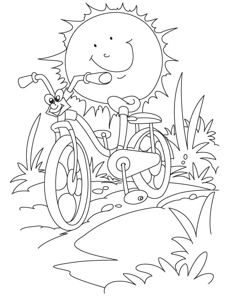 Desenho deUma Bicicleta de Desenho Animado para colorir