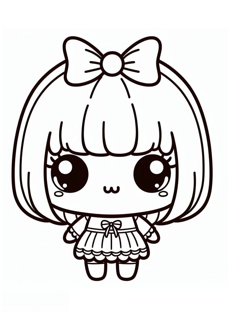 Desenho deUma Boneca Kawaii Fofa para colorir