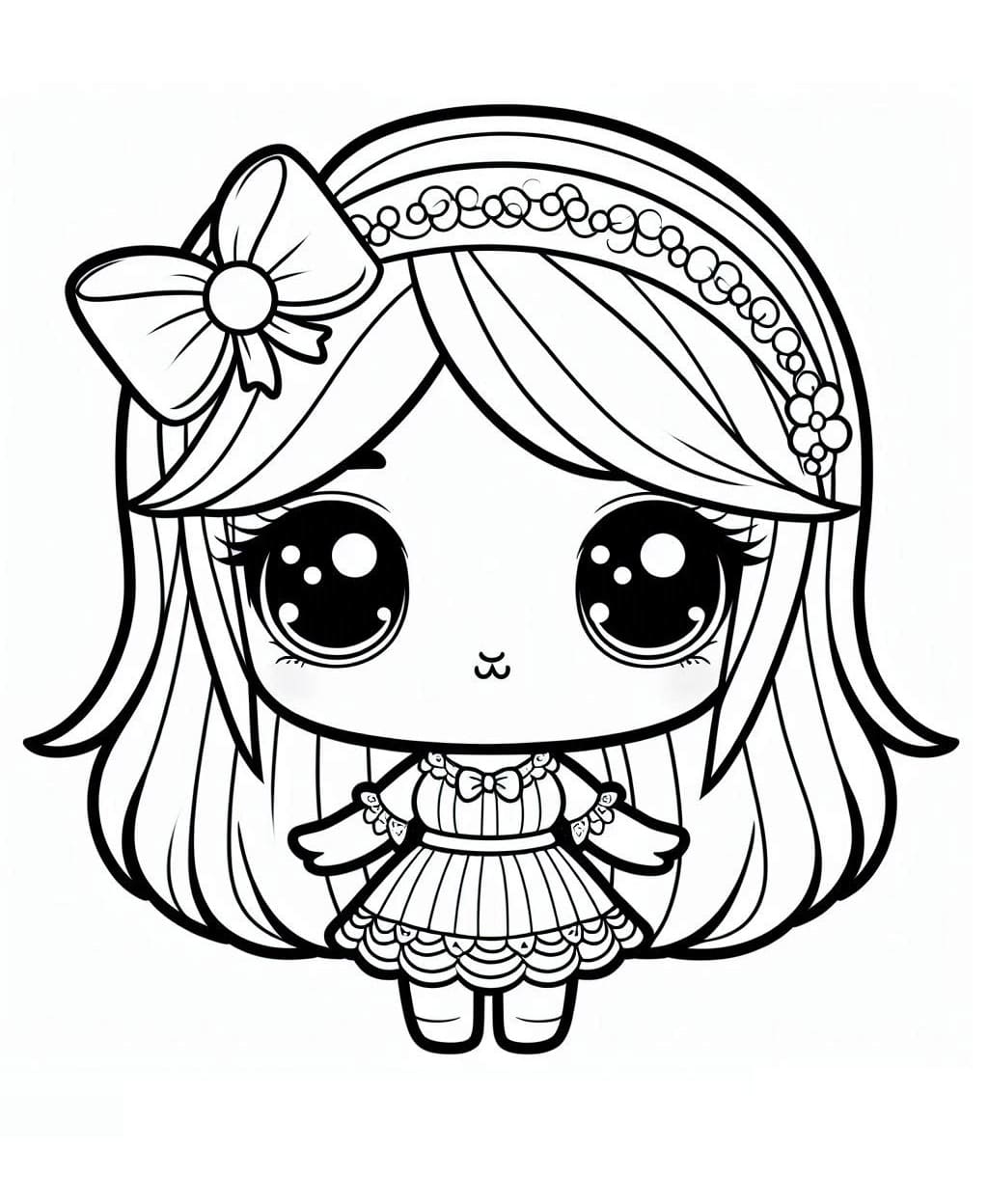 Desenho deUma Boneca Kawaii Muito Fofa para colorir