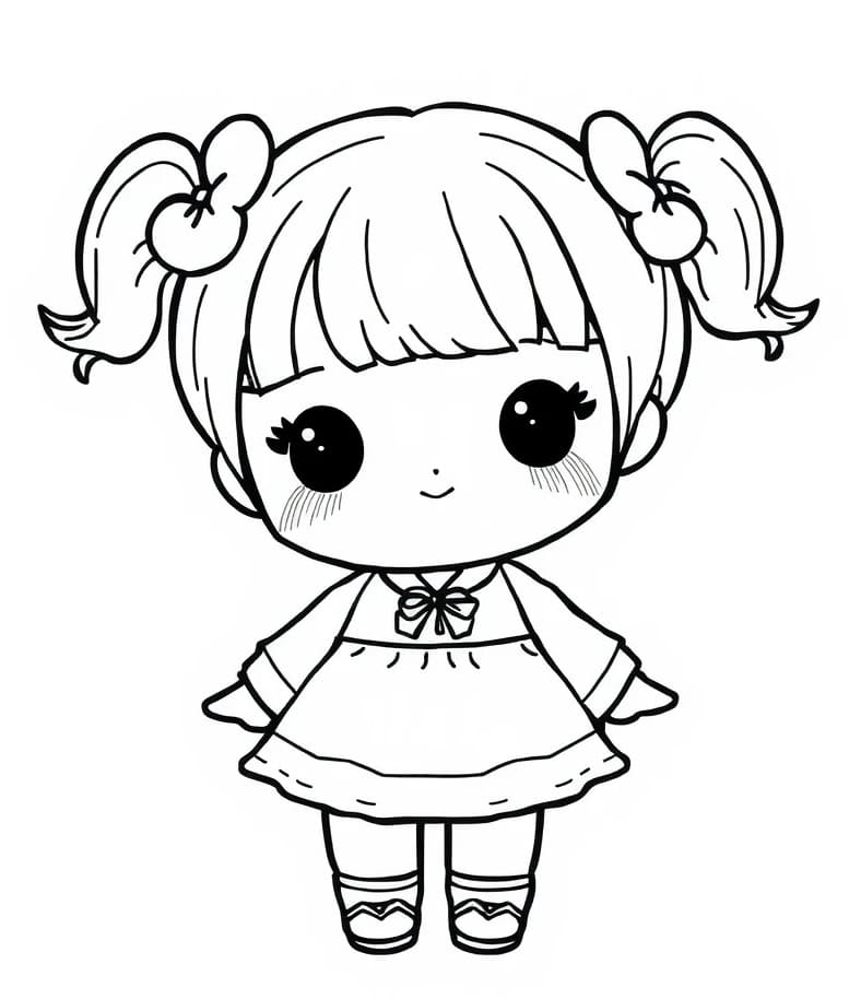 Desenho deUma Boneca Kawaii para colorir