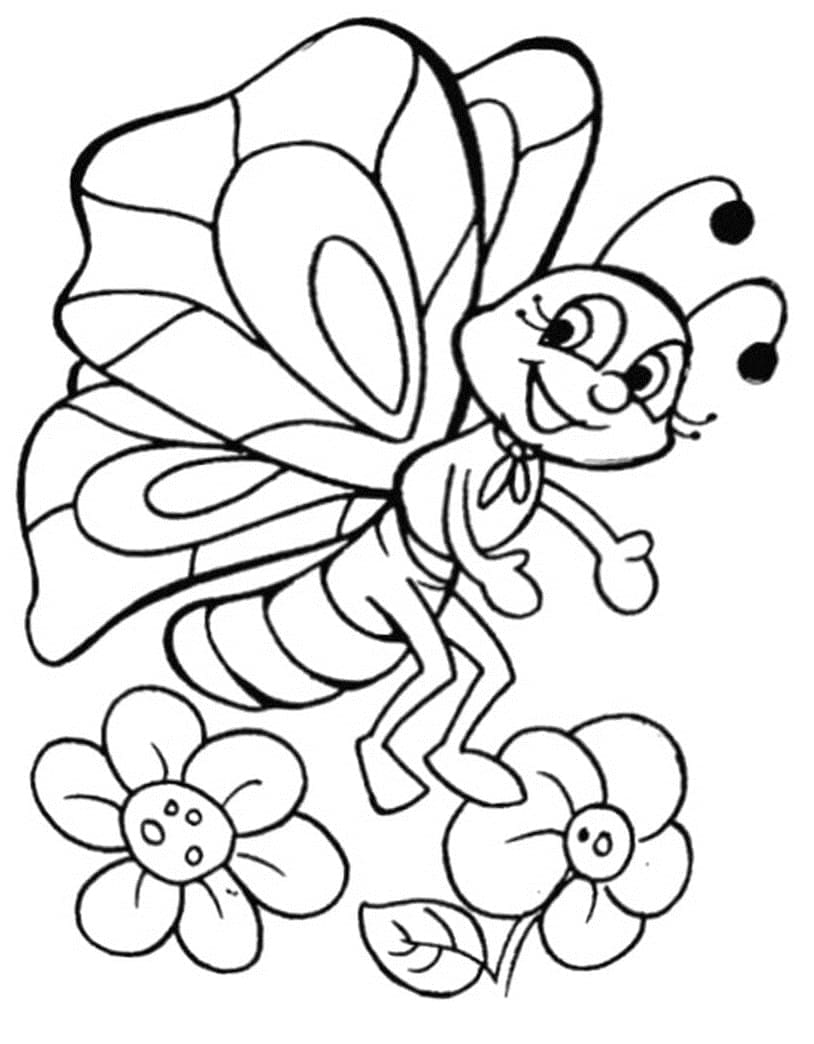 Desenho deUma Borboleta Muito Feliz para colorir