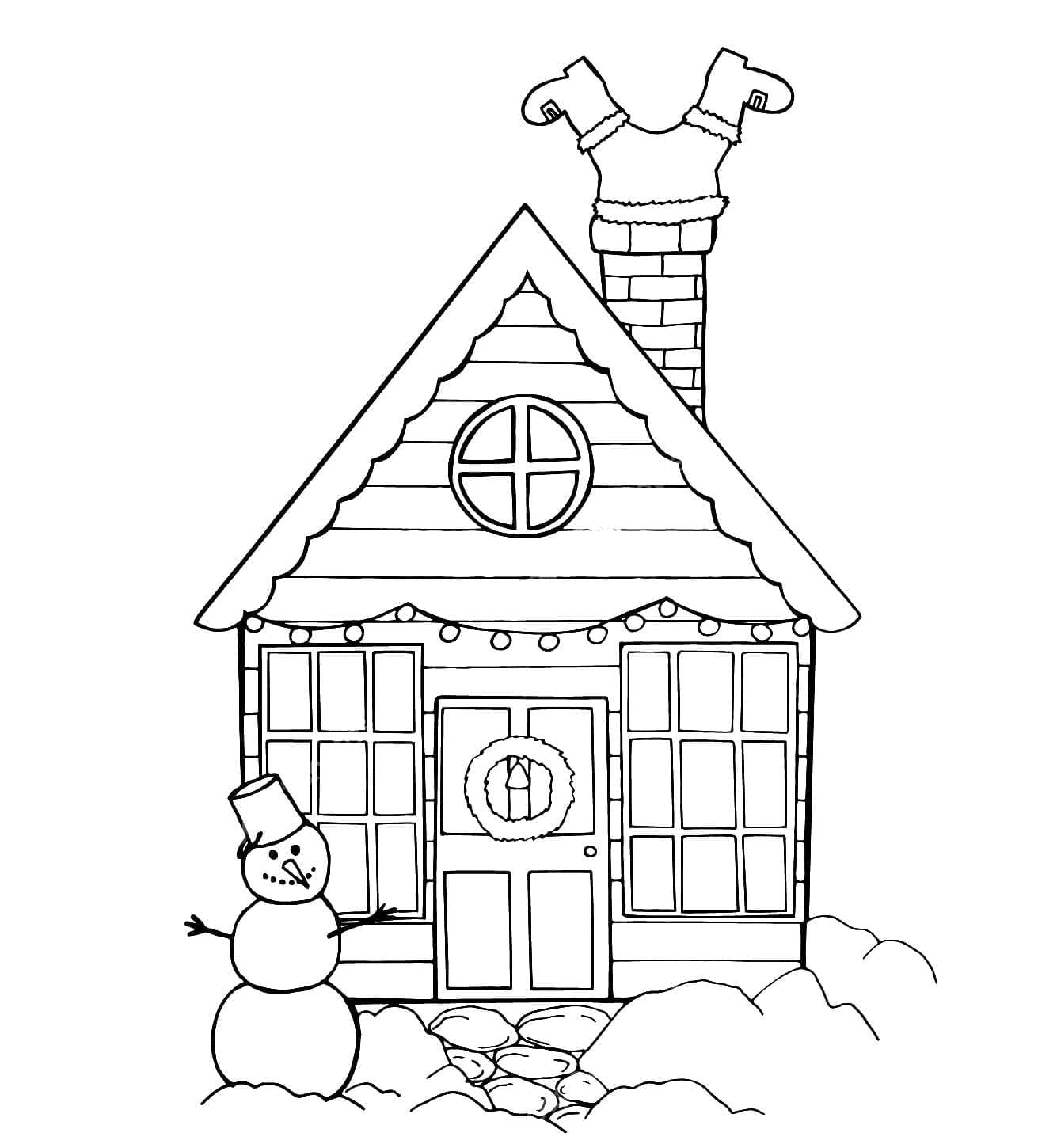 Desenho deUma Casa no Inverno para colorir