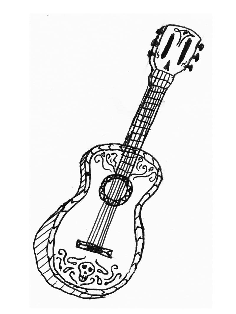 Desenho deUma Guitarra Muito Bonita para colorir