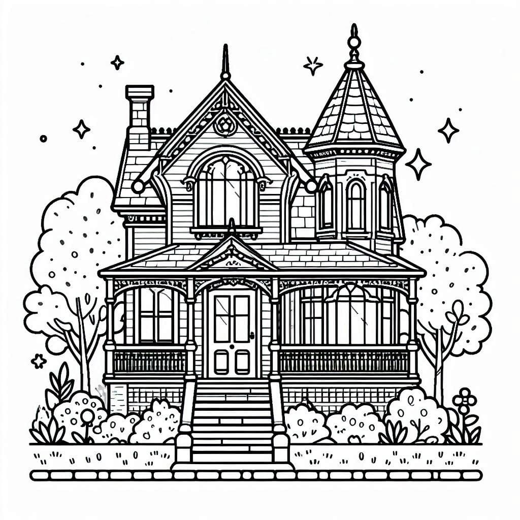 Desenho deUma Linda Casa Vitoriana para colorir