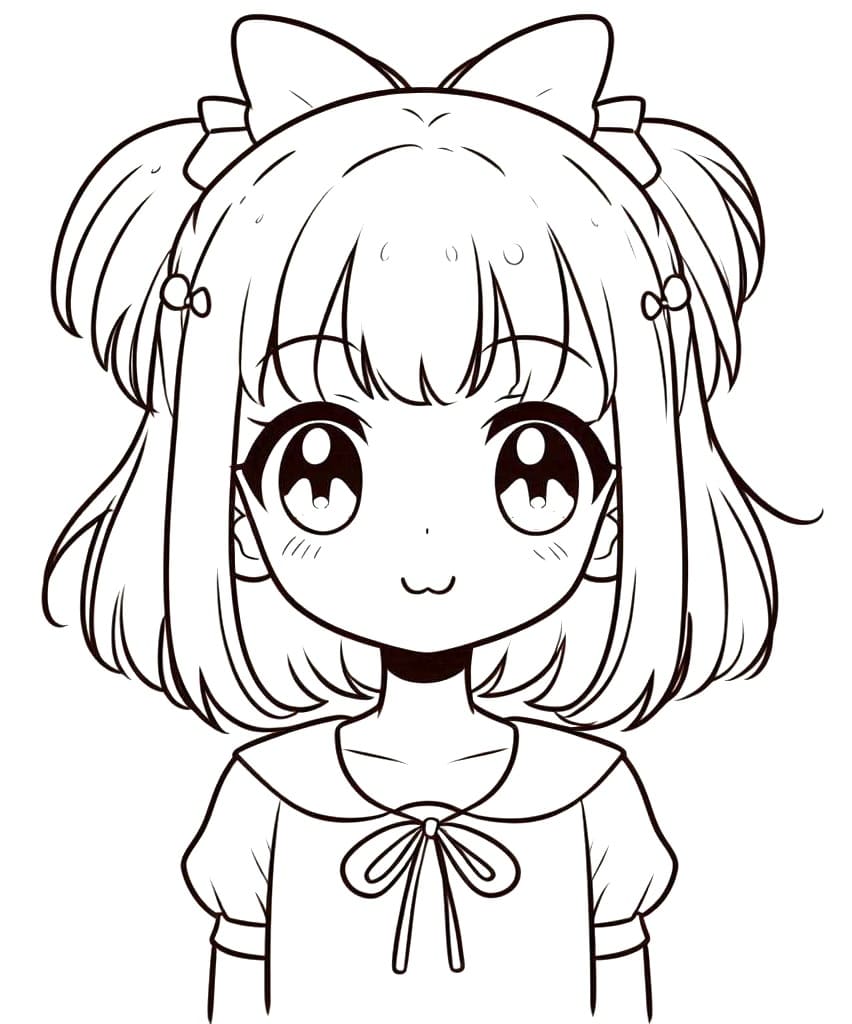 Desenho deUma Menina Anime Feliz para colorir