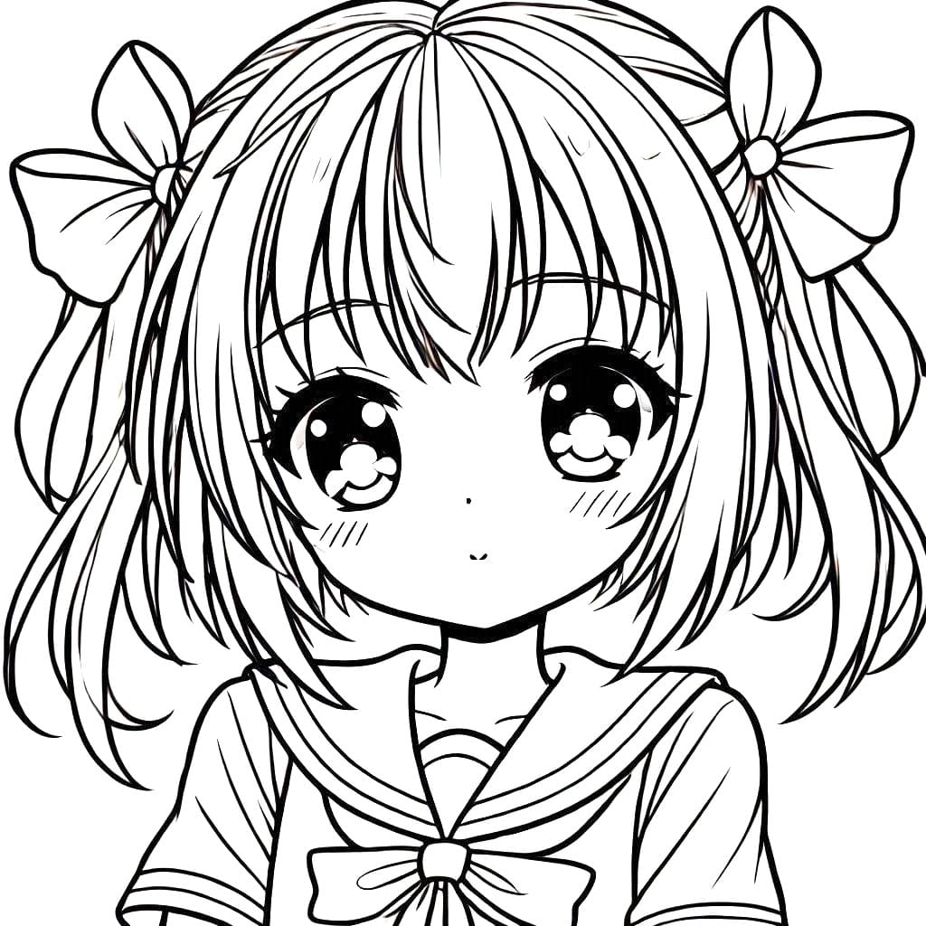 Desenho deUma Menina Anime Fofa para colorir