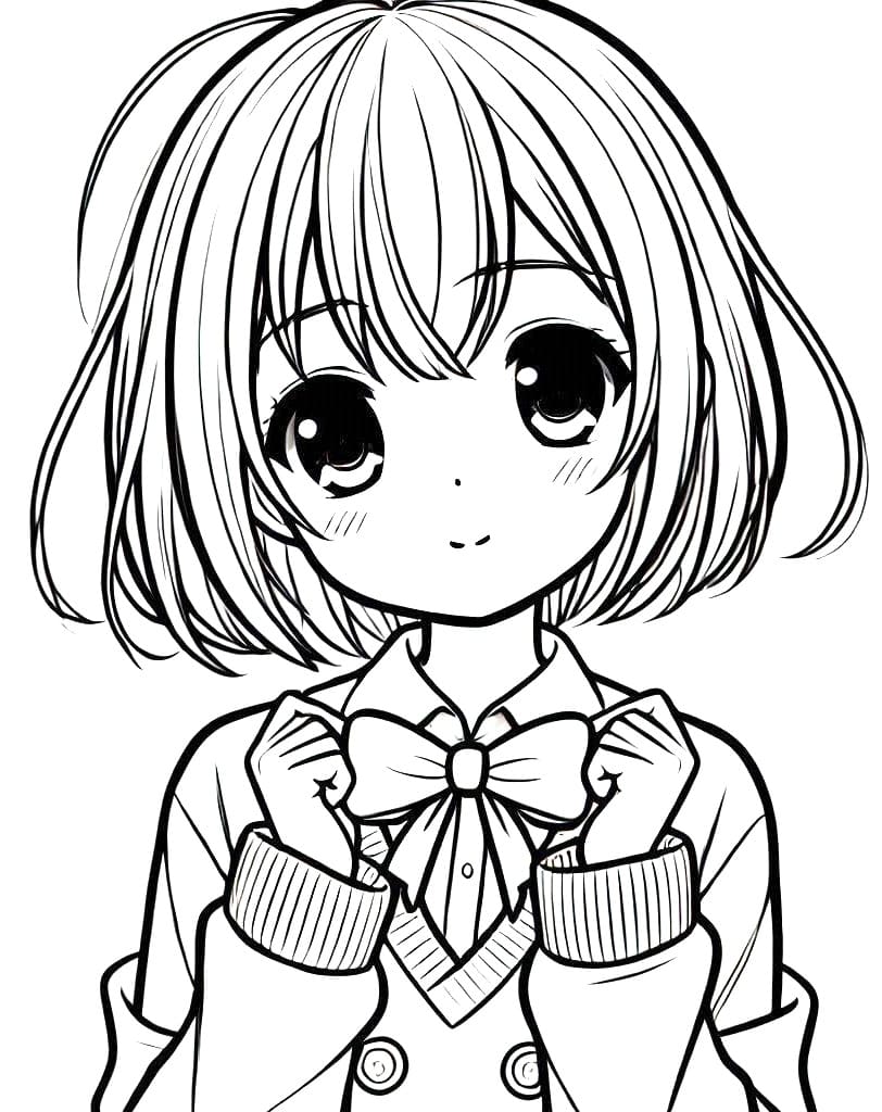 Desenho deUma Menina Anime Muito Fofa para colorir