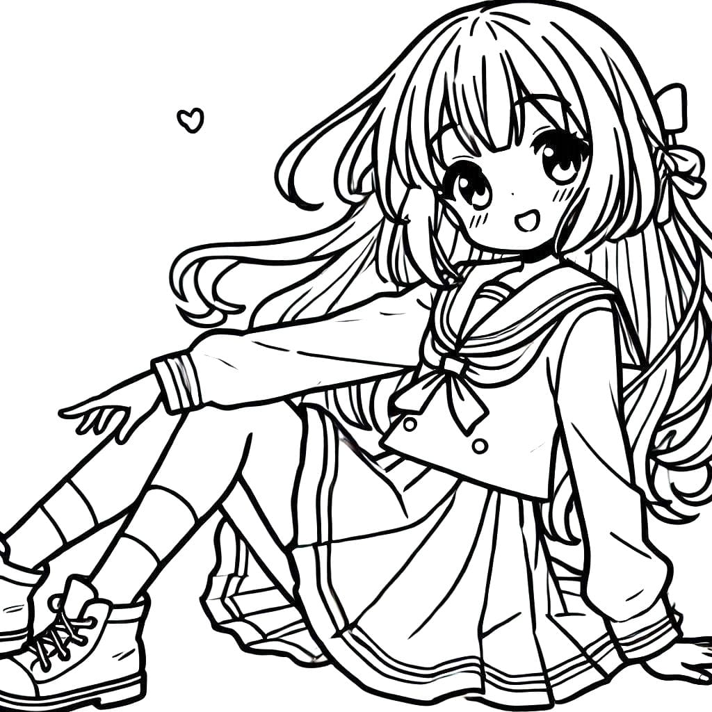 Desenho deUma Menina Anime para colorir