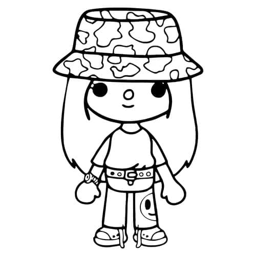 Desenho deUma Menina Fofa de Toca Boca para colorir